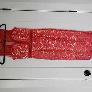 Little Mistress coral pink lace dress sz 2.